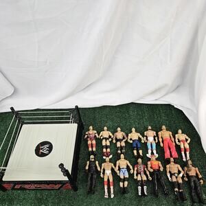 WWE Raw Spring Floor Ring And 14 Professional Champion Wrestling Multi-Jointed..
